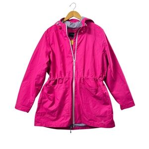 Nudge Waterproof Women Jacket Rain Coat Back Vent Pink XL Pockets Casual Hooded